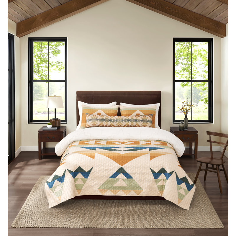 PENDLETON ピーチキャニオン クイーンブランケット 98x92インチ Pendleton Solstice Canyon Quilt Set & Reviews | Wayfair